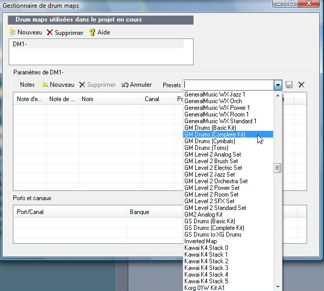 liste des Presets